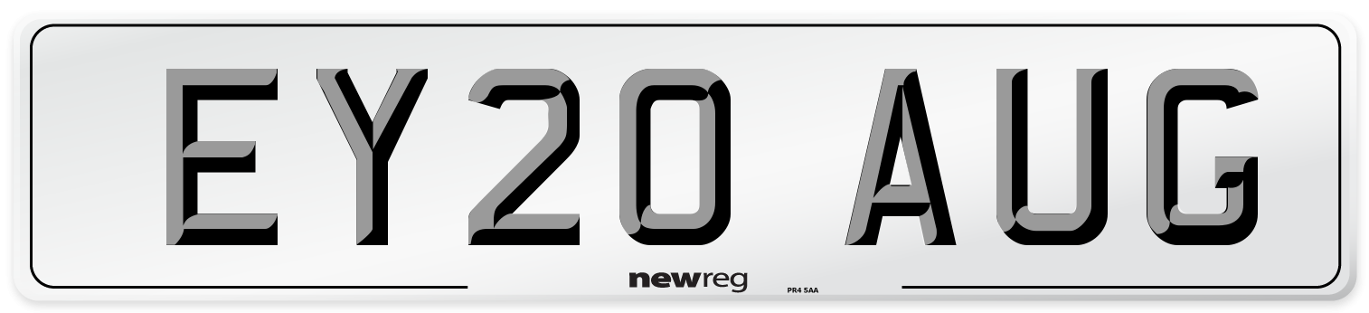 EY20 AUG Number Plate from New Reg